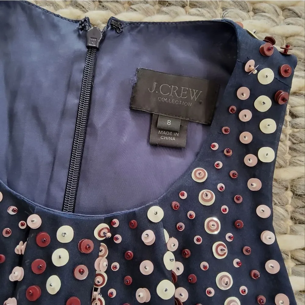 J.Crew Collection Navy Blue Sequin Dress Size 8